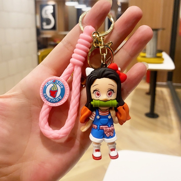 Móc Khóa Nezuko - Dây móc dài : 9.5cm - Mô Hình Cao : 7.3cm - Nặng : 50gram - No Box : bọc túi OPP N3-K13-T1-S1