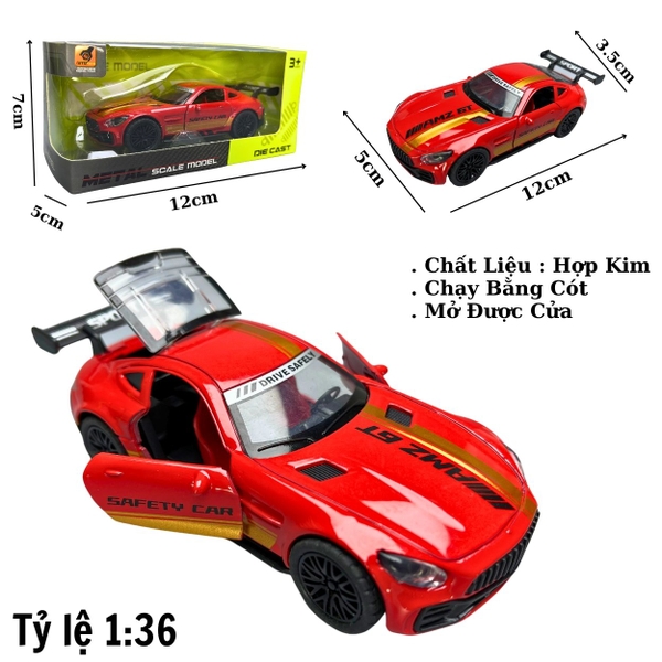 Mô Hình xe Mercedes AMG GTR Màu đỏ Tem vàng - tỉ lệ 1:36 Hợp kim có thể mở cửa - bánh sau chạy cót - Dài 12cm - rộng 5cm - cao 3.5cm - nặng : 200gram - FULL BOX : box màu