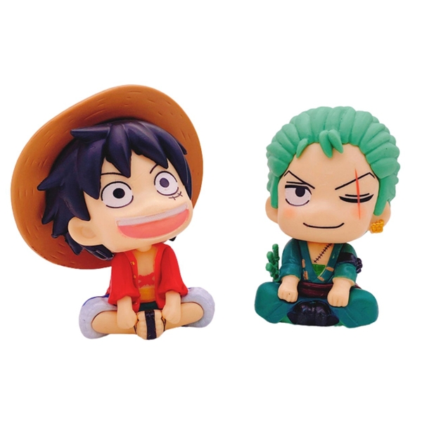 Mô hình OnePiece Luffy và Zoro chibi ngồi siêu dễ thương - Cao 11cm - rộng 6 - 9cm - nặng 350gram - OnePiece - No Box - N3-K49-T1-S1-S2-S3