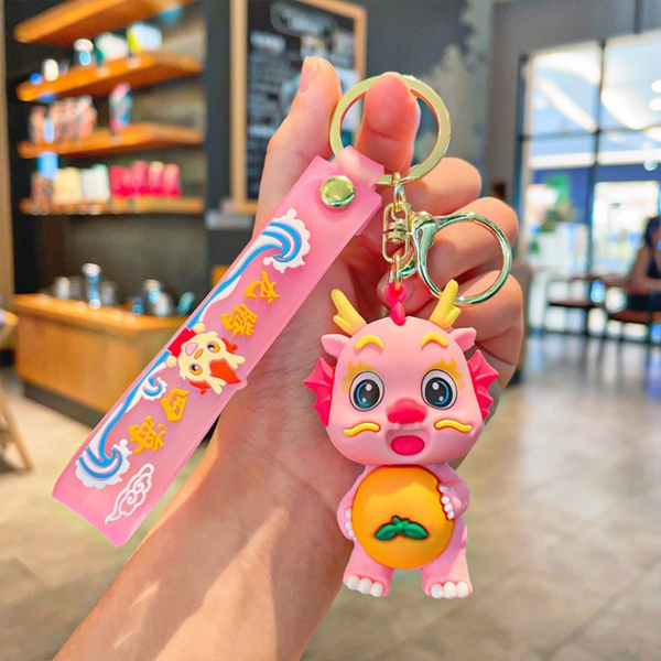 Móc Khóa Rồng hồng  - Dây móc dài : 10cm - Mô Hình Cao : 7cm - Nặng : 50gram - No Box : bọc túi OPP -K79-T2-S14