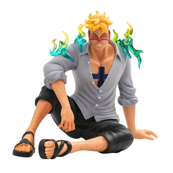 Mô Hình One Piece Marco ngồi - Cao 15cm - Nặng 400gram- Có Hộp màu - Phụ kiện : Kính - Figure anime One Piece