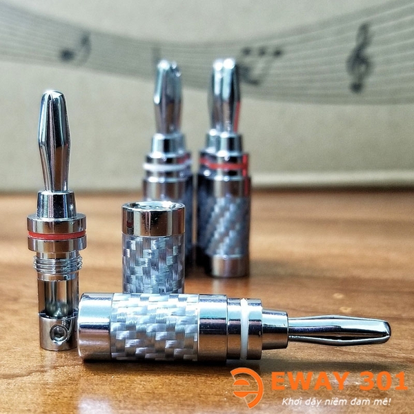 Giắc Bắp Chuối Carbon Trắng Mạ Rhodium