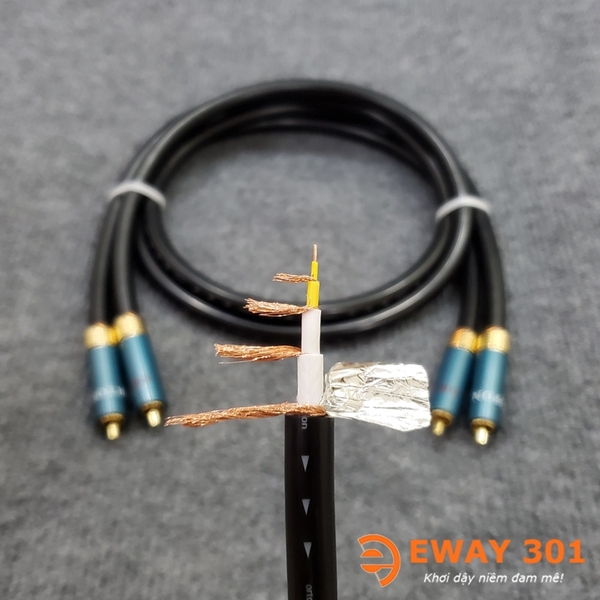 Dây Tín Hiệu 2 AV/RCA ra 2 AV/RCA ORTOFON Dây Đen 10 Lớp Bảo Vệ Chống Nhiễu
