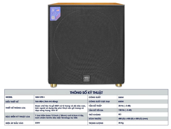 Mẫu Loa Sub Âm Trầm SUB-12TD+ - TD Acoustic