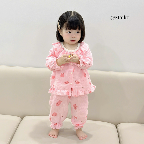 Bộ xô dài tay Hàn quốc cho Bé gái 1 - 5 tuổi