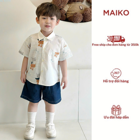 Set Bộ Sơ mi họa tiết con cáo Bé trai LC25B011