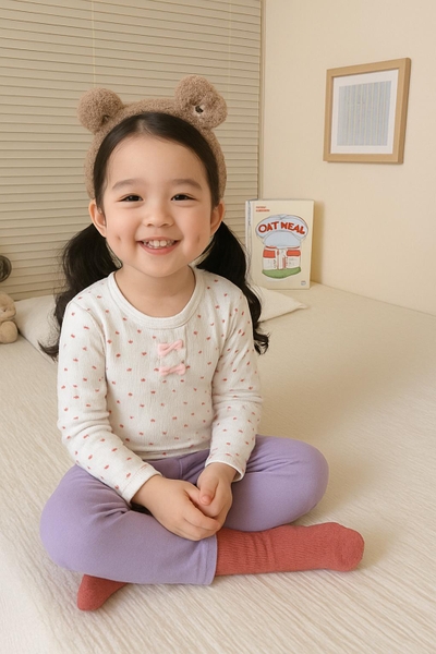 Bộ cotton 4 chiều chấm bi hoa Bé gái size 80/120