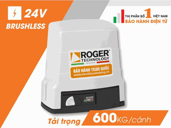 Bộ MOTOR CỔNG TRƯỢT ROGER KIT H30 | 230V | 600 KG