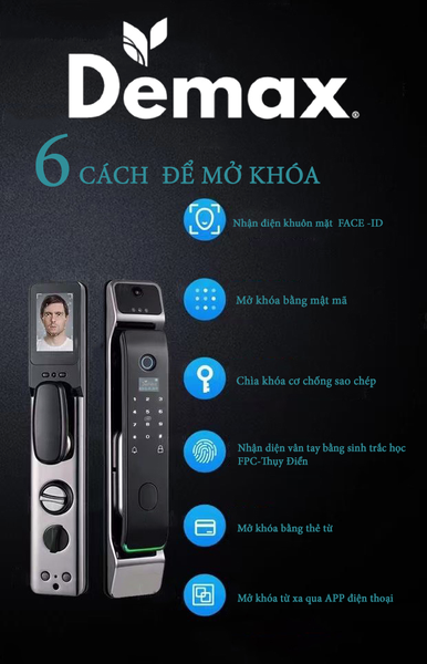 Khóa Thông Minh Nhận Diện Khuôn Mặt Face ID - 3D | EL928 PB