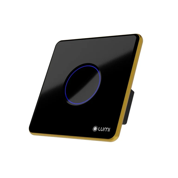 Công tắc cảm ứng thông minh Luto1 Nút kính lõm, viền bo vàng