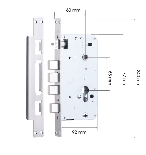 Thân Khóa Tiêu Chuẩn Dùng Cho Khóa thông Minh 6068- 92mm