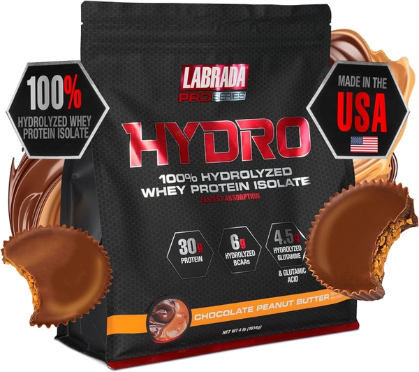 Labrada Nutrition HYDRO 4Lbs, 100% Hydrolyzed Whey Protein Isolate