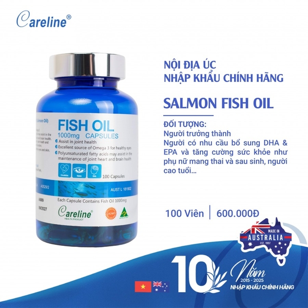 Dầu cá hồi đại dương Úc Careline Fish Oil 1000mg