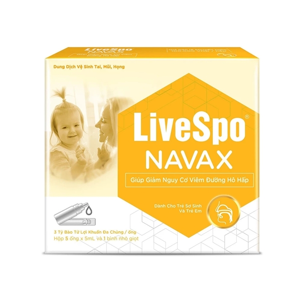 Dung dịch vệ sinh tai mũi họng LiveSpo Navax Cho Trẻ sơ sinh & Trẻ Em (Hộp 5 ống x 4ml)
