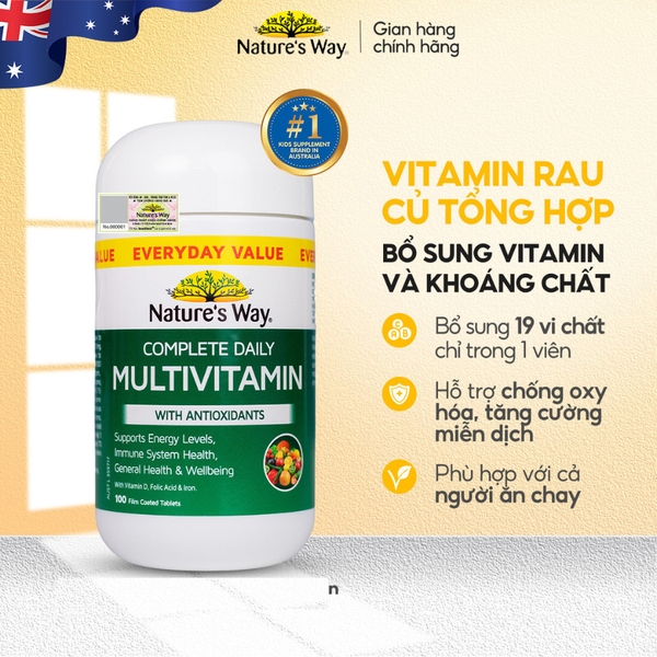 Viên uống Nature’s Way Complete Daily Multivitamin bổ sung vitamin tổng hợp(100 Viên)