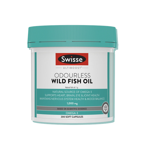 Viên uống dầu cá SWISSE Ultiboost Odourless Wild Fish Oil 1000mg (Hộp 200 viên)