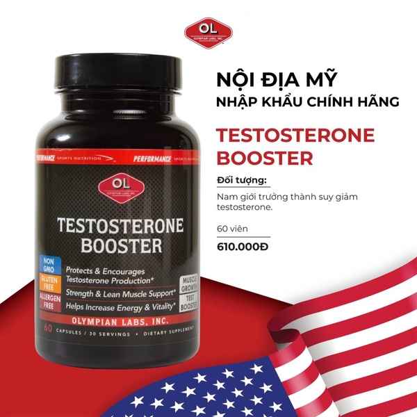 Viên uống Olympian Labs Testosterone Booster hỗ trợ tăng cường sinh lực nam giới (60 viên)