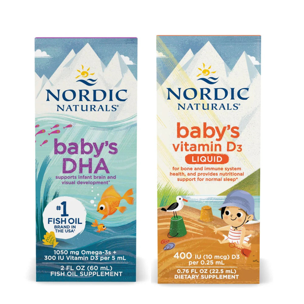 Combo Nordic Naturals: Baby's DHA 60ml & Vitamin D3 Liquid 22.5ml Cho Bé 0-12 Tháng