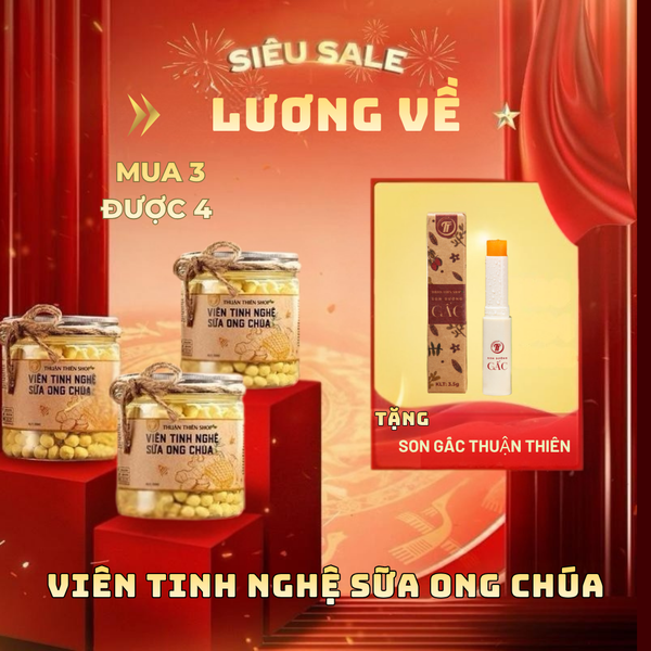 Combo 3 viên tinh nghệ sữa ong chúa nguyên bản TẶNG 1 Son gấc Thuận Thiên
