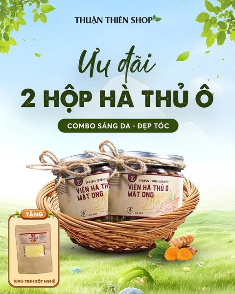 Combo 2 Viên hà thủ ô mật ong tặng 100g tinh bột nghệ đỏ