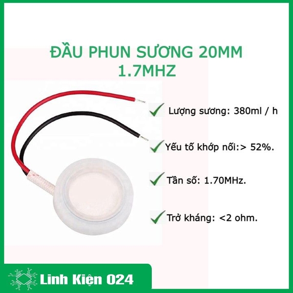 Đầu Phun Sương 20mm 1.7mhz