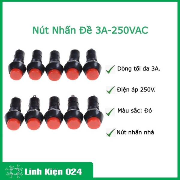 Nút Nhấn Đề 3A-250VAC Không Giữ Trạng Thái ( Nhấn Nhả ) (k1g14)