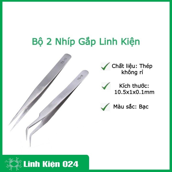 Bộ 2 Nhíp Gắp Linh Kiện Điện Tử Gooi ( 1 Cong - 1 Thẳng )