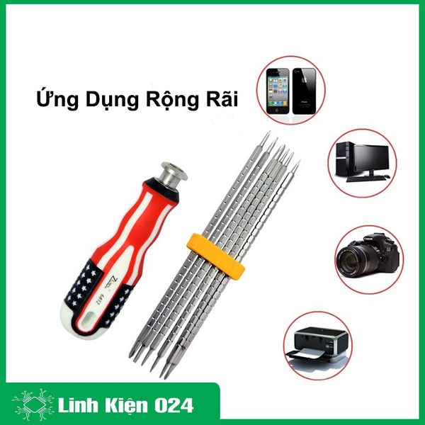 Bộ Tô Vít Cờ Mỹ 6 Trong 1 Cao Cấp 12 Đầu Vặn Vít