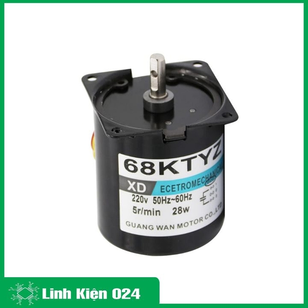 ĐỘNG CƠ GIẢM TỐC 220VAC 28W 68KTYZ TRỤC 7MM