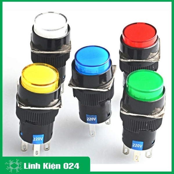 Nút Nhấn Đề 16mm-220VAC AL6- A Nhấn Giữ Có Đèn