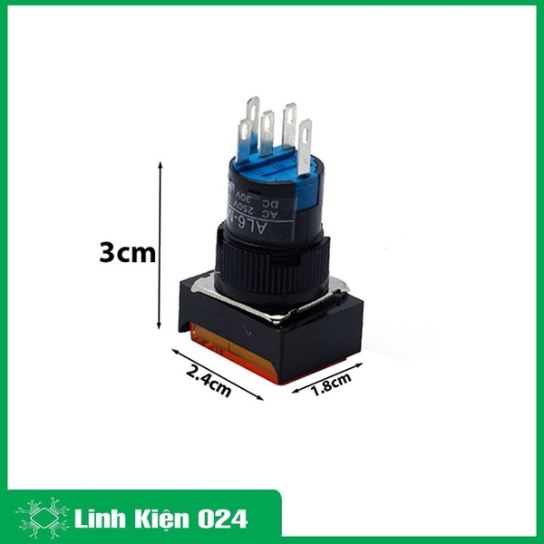 Nút Nhấn Đề Chữ Nhật 220VAC LA16J-11D Nhấn Nhả Có Đèn