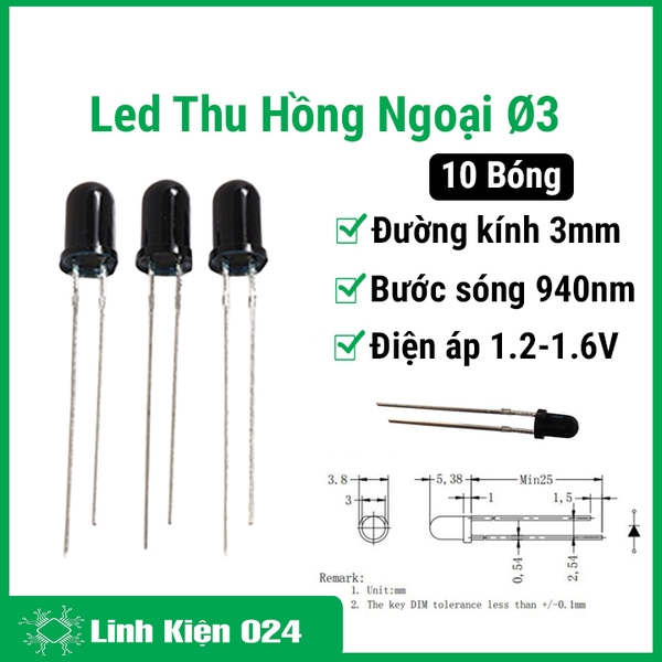 Combo 10 Led Thu Hồng Ngoại 3mm
