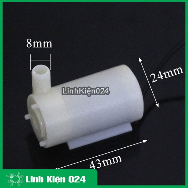 Máy Bơm Chìm Mini 3-12VDC 1.5m Ống Nằm Ngang ( Trắng ) (k1h9)