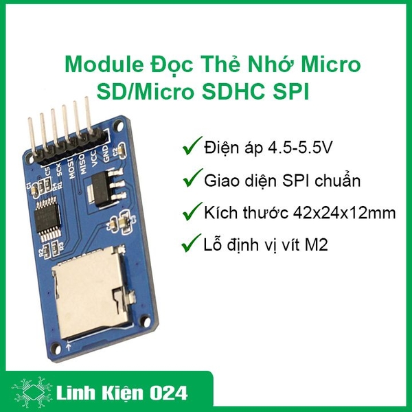 Module Đọc Thẻ Nhớ Micro SD/Micro SDHC SPI (K2K15)
