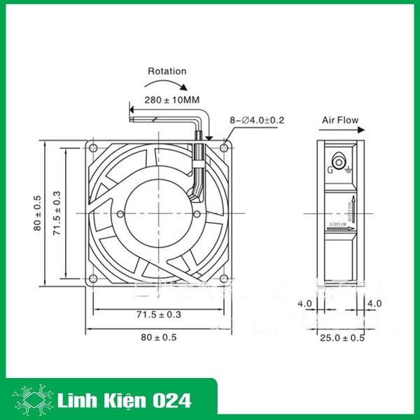 Quạt Tản Nhiệt Brushless 8025 8x8x2.5cm