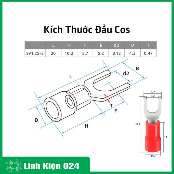 Đầu cốt chữ Y SV1.25-3 Túi 100c