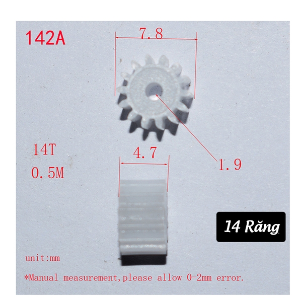 Bánh Răng Nhựa Trục 2mm