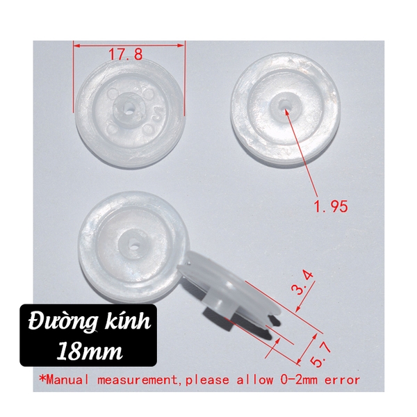 Con Lăn Ròng Rọc Nhựa Trục 2mm Đường Kính