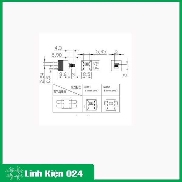 Bộ 20 Nút Nhấn 6 Chân Không Giữ Trạng Thái Kích Thước 8.5x8.5mm