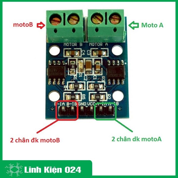 Module L9110 Mạch Cầu H-Điều Khiển Động Cơ 2.5V-12v 0.8A (K4C20)