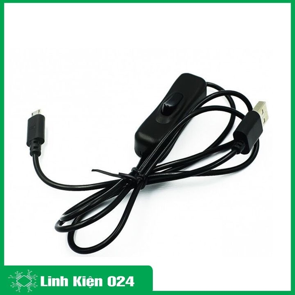 Dây Cáp Nguồn Đèn Tích Điện Có Công Tắc  USB 5VDC Chân Micro 1.5 Mét