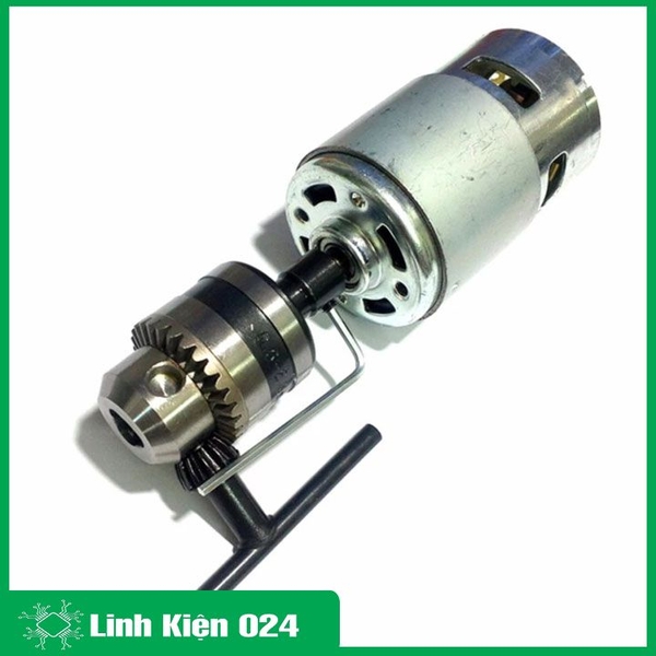 Bộ Khoan Tự Chế Từ Động Cơ 775 Trục D Cực Khỏe Và Phụ Kiện V1 ( Đầu Kẹp 3 Chấu Và Đầu Nối Trục B10-5mm Có Ốc Vặn )