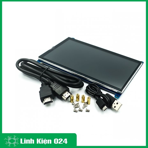 Màn Hình Raspberry 7Inch HD 1024x600 Cảm Ứng Điện Dung -Tặng Đĩa, Cáp HDMI, Cáp USB