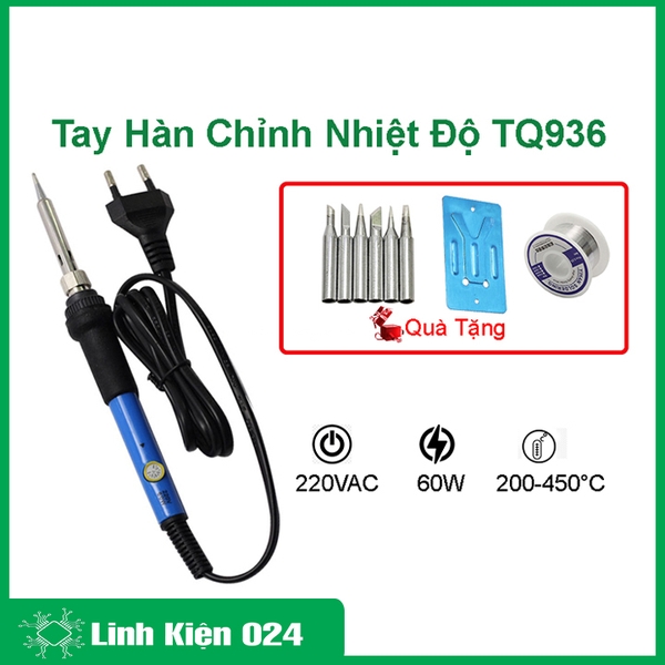 Combo Tay Hàn Điều Chỉnh Nhiệt Độ TQ936 Tặng Thiếc + Kệ Hàn + 5 Mũi Hàn