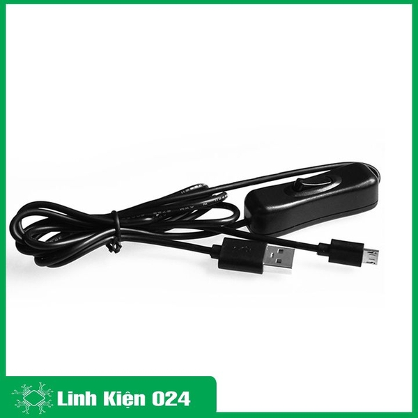 Dây Cáp Nguồn Đèn Tích Điện Có Công Tắc  USB 5VDC Chân Micro 1.5 Mét