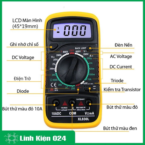 Đồng Hồ Đo Điện Tử XL830L Loại Tốt, Nhỏ Gọn