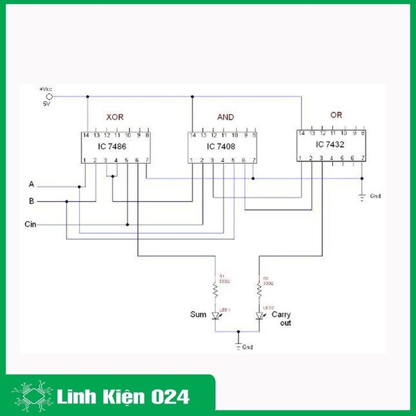Chíp 74LS83 4-bit Binary Full Adder DIP16