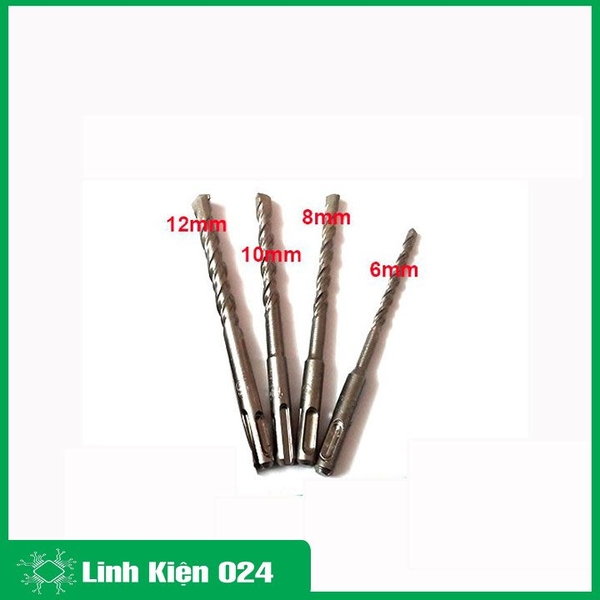 Bộ 4 Mũi Khoan Bê Tông Đuôi Gài BOSCH Đường Kính 6,8,10,12mm Loại Dài 16Cm Chất Lượng Cao