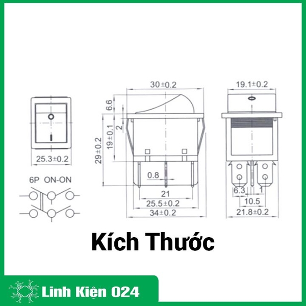 Công Tắc Bập Bênh KCD4 6P 3 Chế Độ Có Đèn