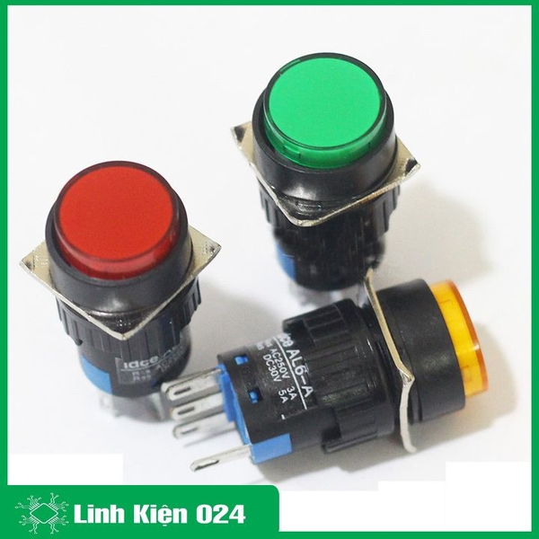 Nút Nhấn Đề 16mm-220VAC AL6- M Nhấn Nhả Có Đèn